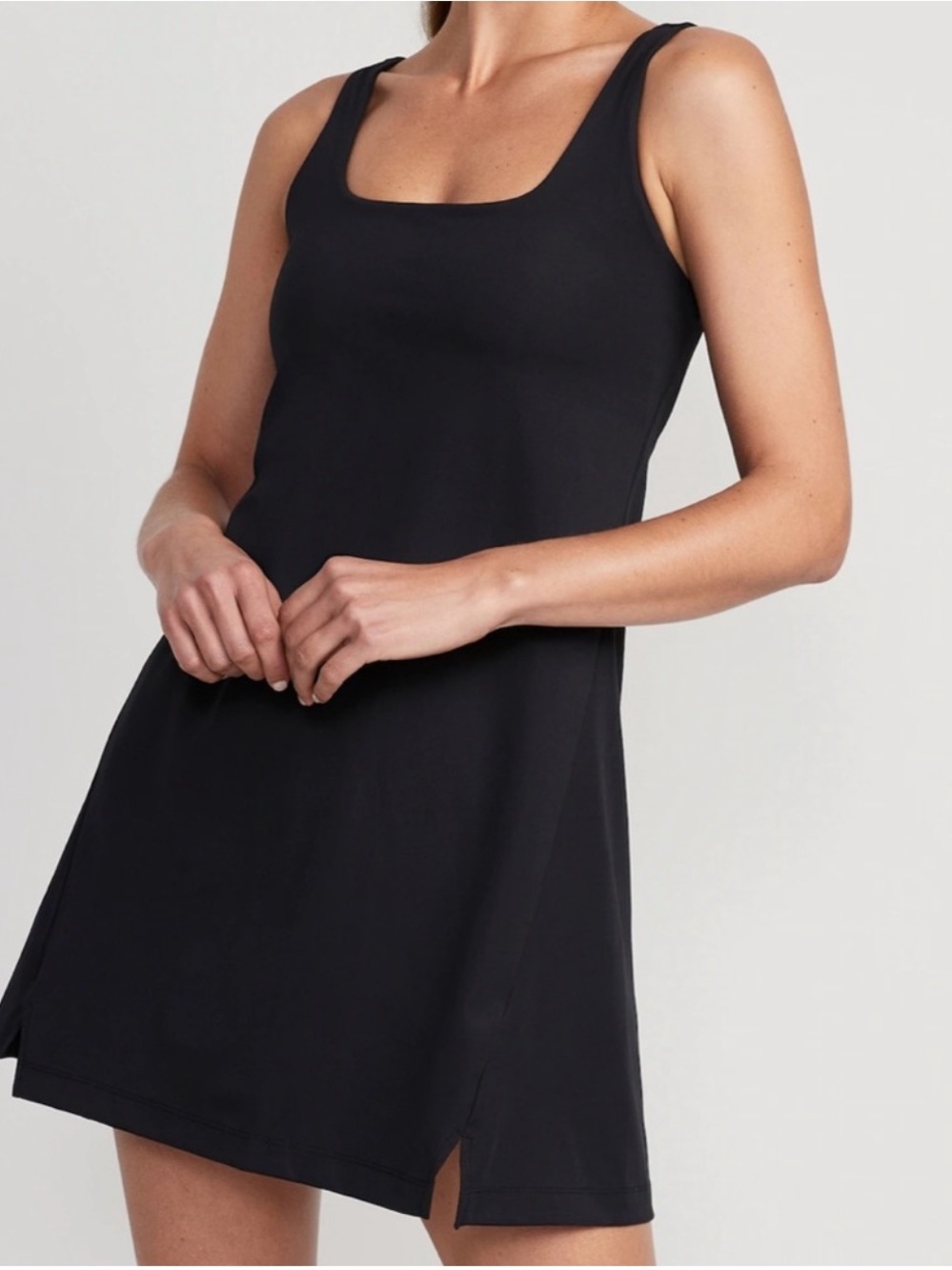 Old Navy PowerSoft Shelf-Bra Support Dress With Built-In Shorts Black Size L